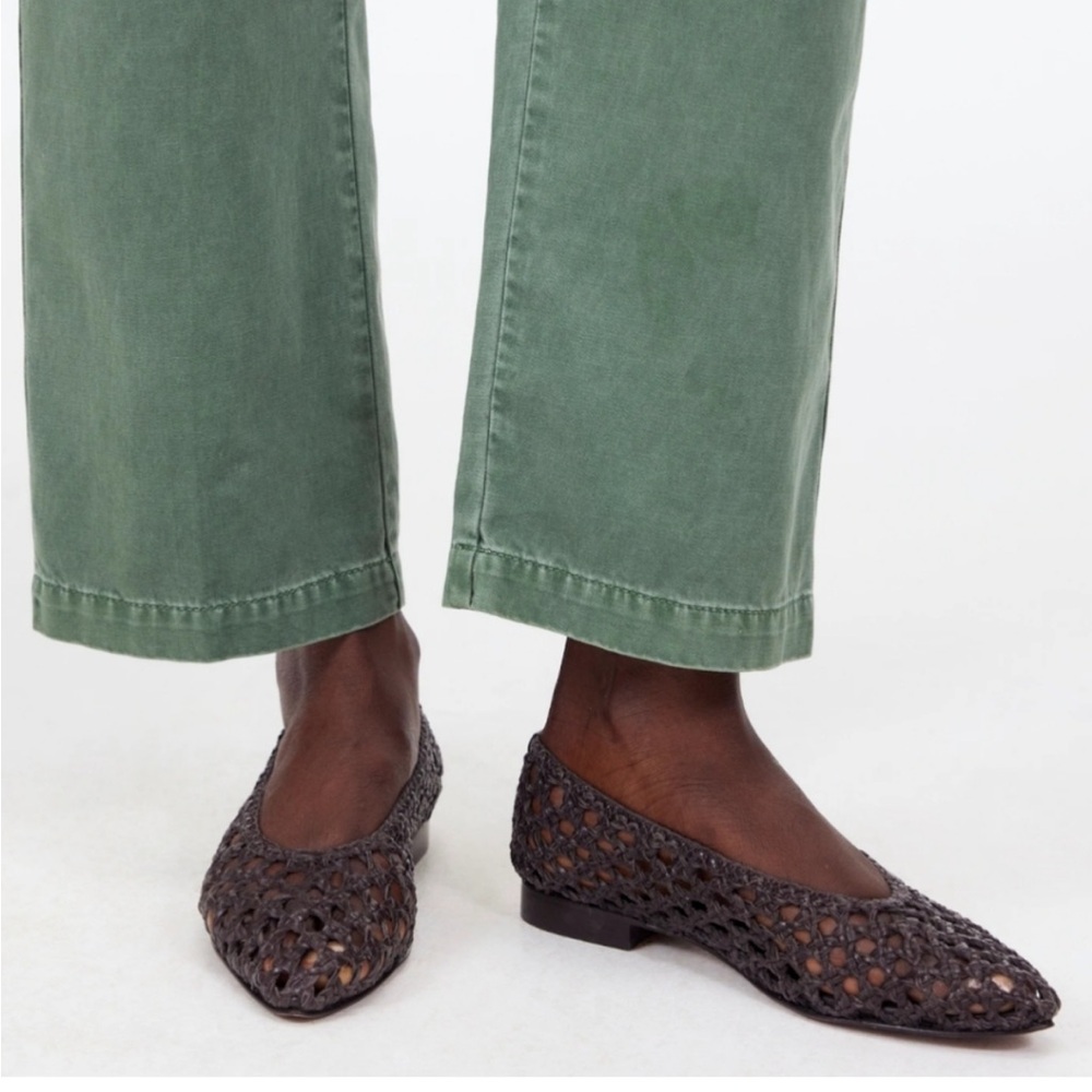 Madewell The Ruth Ballet Flat in Woven Leather Dark Carob 5.5